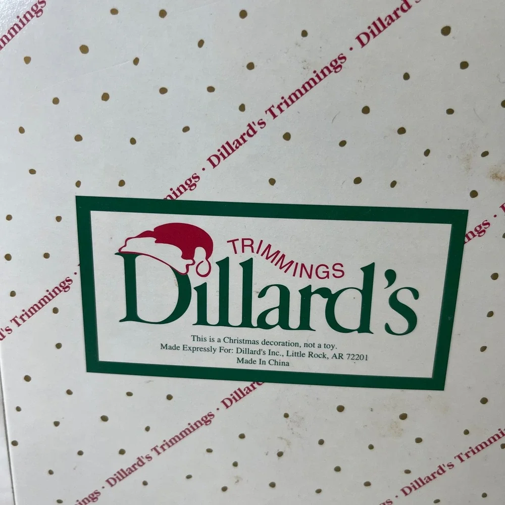 Vintage Dillard's Trimmings Winter Girl Ornament Pink‎ Velvet Coat w/ Box
